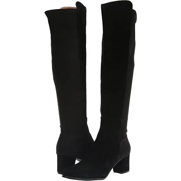 L'Amour Des Pieds Preeya Women 8 Black Block Heel Knee High Riding Boots ZPO3421